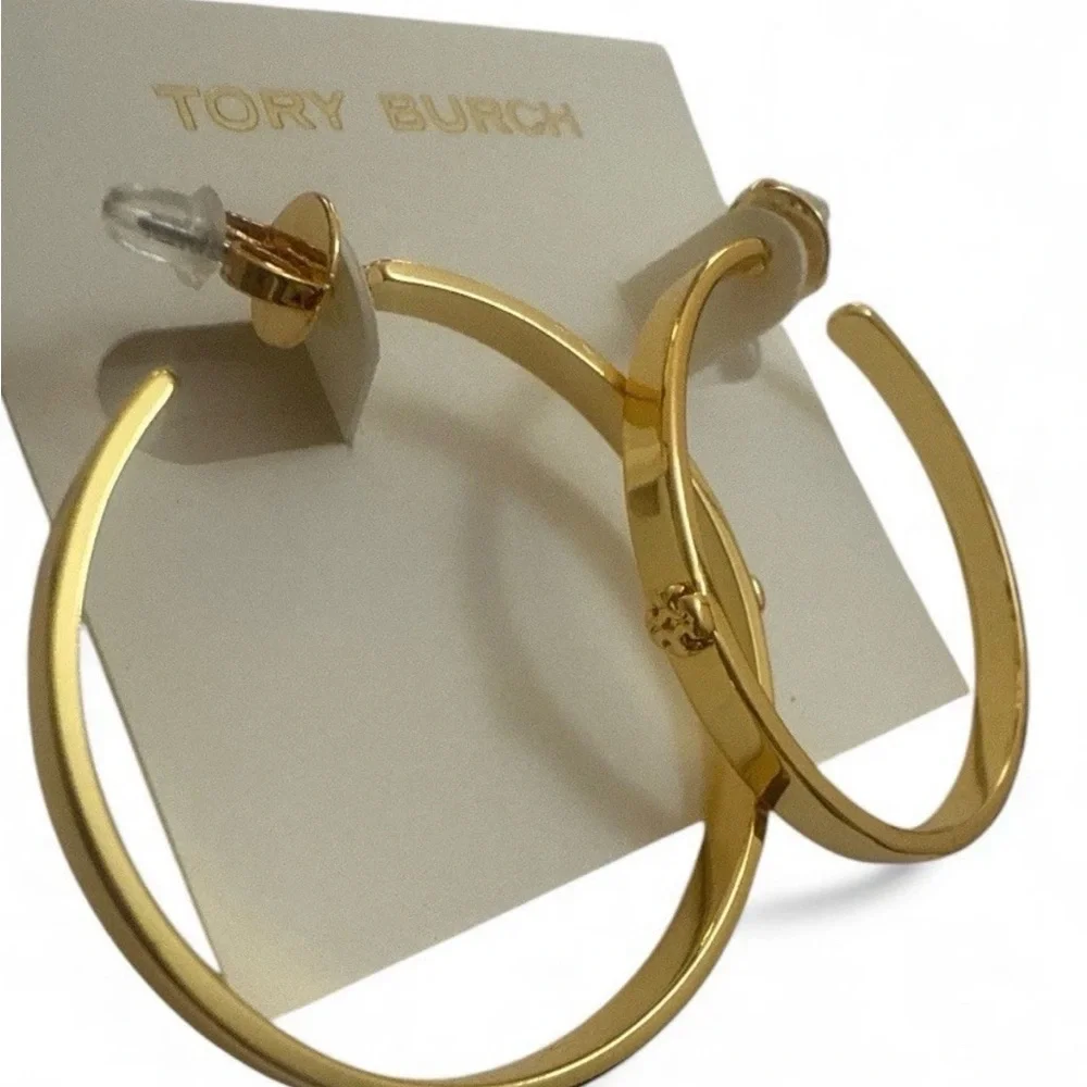 Tory Burch Shiny Gold Hoop Earrings